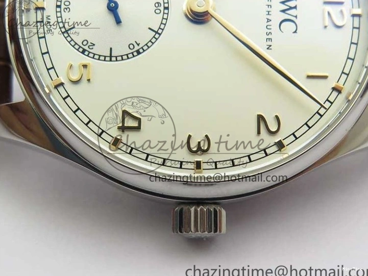 MIROTIME 0413 Original Portuguese IW358304 ZF 1:1 Best Edition SS White Dial RG Markers on Leather Strap A 7077